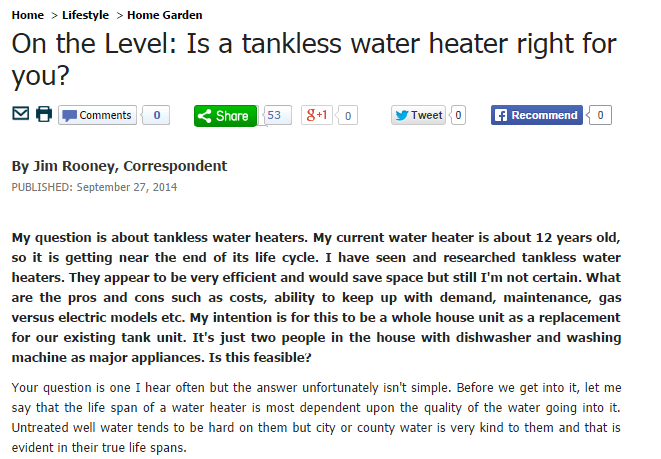 on the level-is a tankless water heater right for you