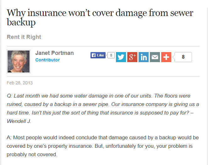 why insurance wont cover damage from sewer backup