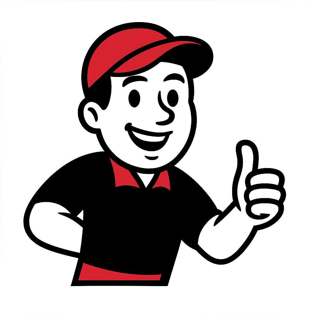 Perfection Plumbing Saskatoon cartoon plumber mascot giving a thumbs-up beside “Why Choose Us” section.