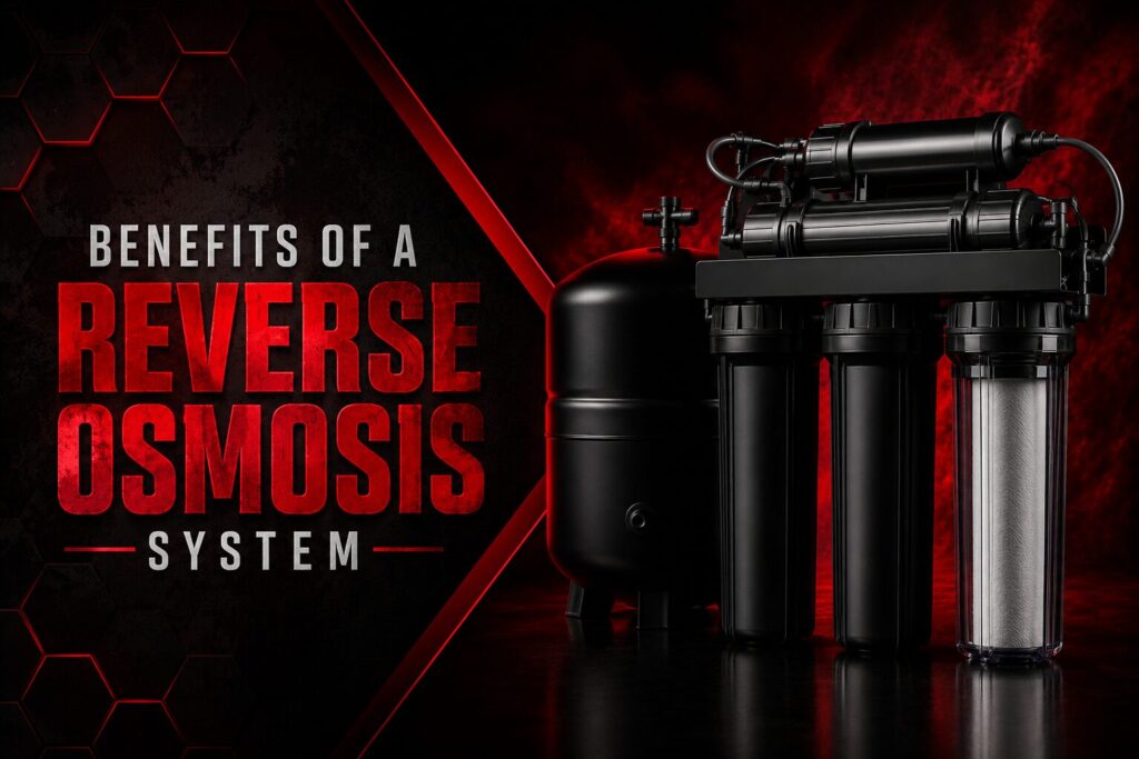 Benefits of a reverse osmosis system with image of a reverse osmosis unit