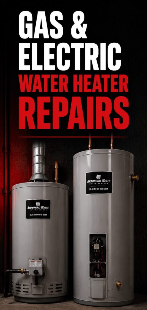 Gas and electric water heater repair — Perfection Plumbing services both types in Saskatoon