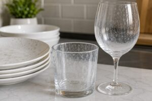 Hard wwater deposits on dishes