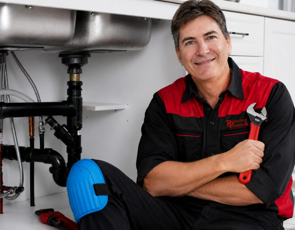 Perfection Plumbing technician cleaning a residential drain in Saskatoon